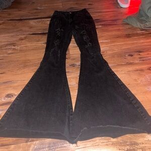 black bell bottoms, jeans, size xs. shein